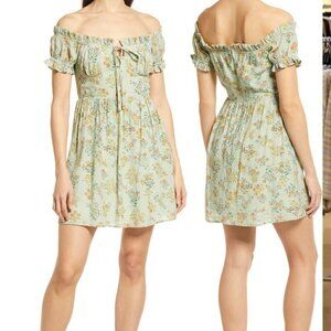 Lulu's All Heart Floral Off the Shoulder Mini Dress Size XS NWOT